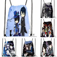 Пользовательский Черный Дворецкий(6) походная сумка на шнурке милый рюкзак для детей(черная спинка) 31x40 см#180531-03-39