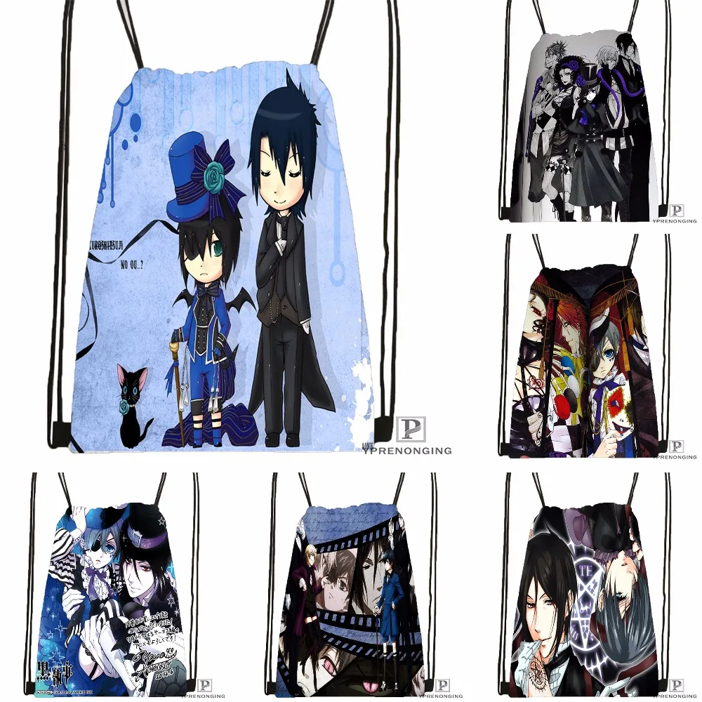 Custom Black Butler 6 Drawstring Backpack Bag Cute Daypack Kids Satchel Black Back 31x40cm 180531 03
