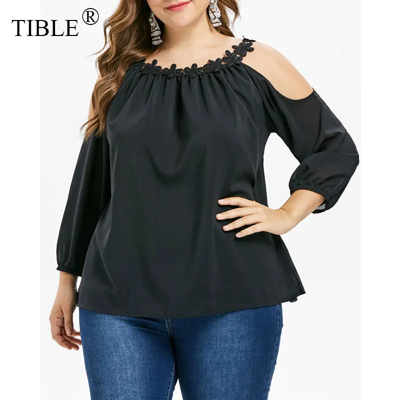 Tible Plus size 5xl Womens Shirts Long Sleeve Blouse Black Tops Women Clothing Cheap Clothes ...