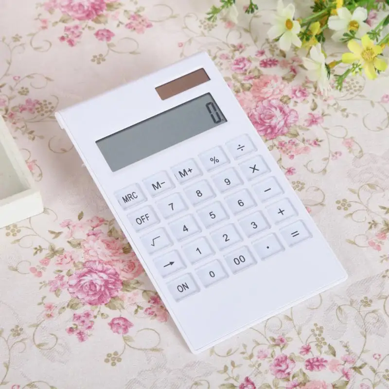 أزرار كريستالية حاسبة بالطاقة الشمسية 12 أرقام بسيطة الأزياء المزدوج مصدر الطاقة حاسبة مكتب اللوازم المدرسية