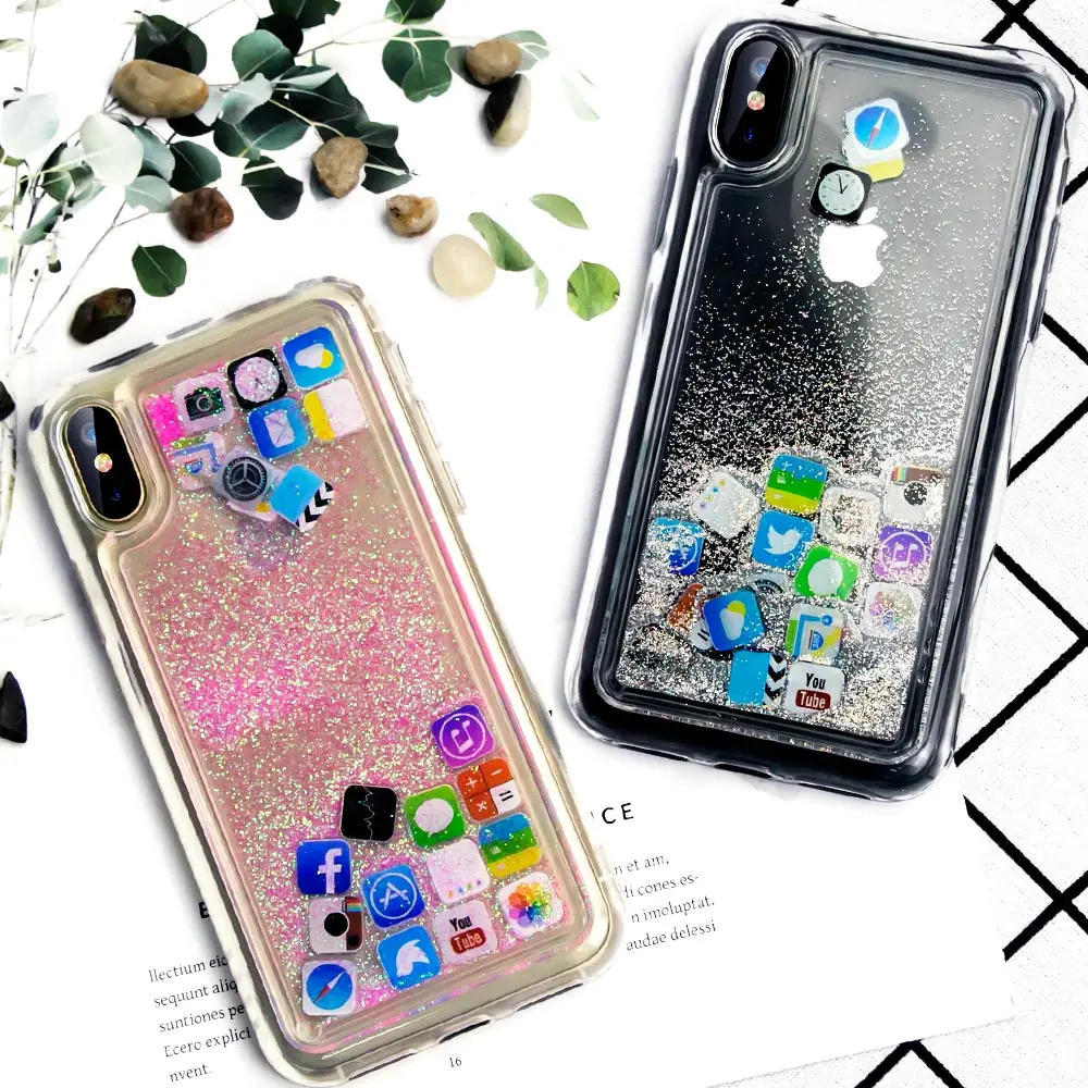 KISSCASE прозрачный зыбучий песок чехол для iPhone X XS Max XR блестящее приложение