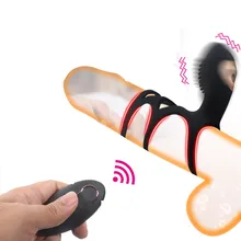 Remote Control Vibrating Cock Ring Dildo Vibrator 10 Modes for Couple Ring Men Delay Ejaculation G-Spot Clitoris Stimulation