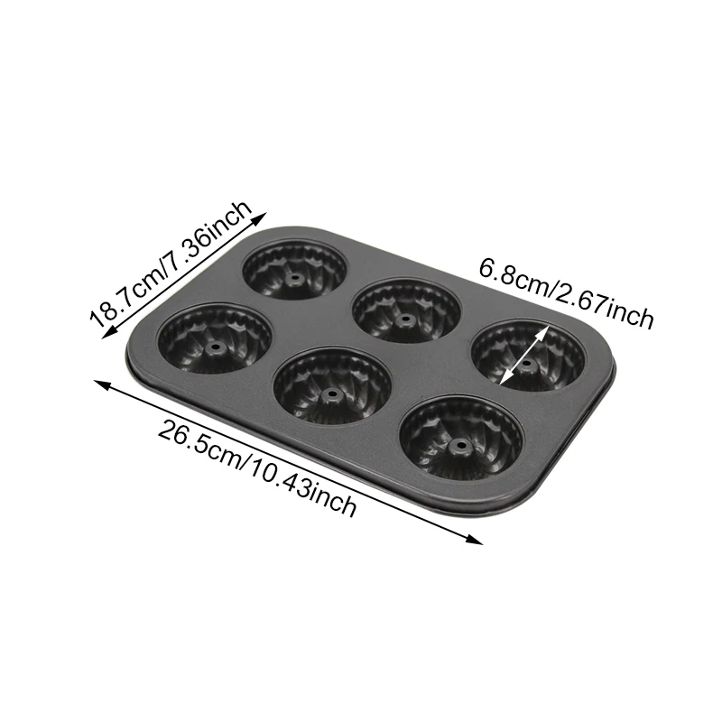 3D Swirl Shape Butter Cake Mould For Bread Pastry Mold 6 Holes Carbon Steel Bakeware Mousse Dessert Bakery Baking Pan