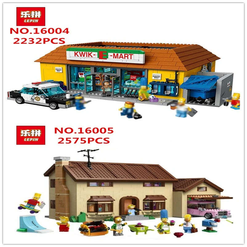 

LEPIN 16005 the Simpsons House Lepin 16004 the Kwik-E-Mart Building Blocks Bricks Compatible legoinglys 71016 71006 Boys Gifts