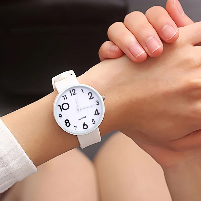 Женские часы Силиконовые часы женские модные кварцевые наручные часы с большим количеством для женщин часы женские наручные часы Montre Relogio - Цвет: White