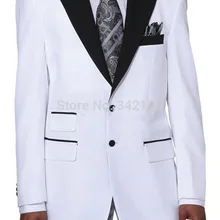 Обычный заказ два кнопки белый жених смокинг / нотч лучший мужчина дружки мужчины свадьба костюмы / лучший suitwed