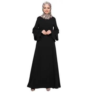 

Casual Muslim Abaya Ruffle Sleeve Maxi Dress Loose Long Robe Gowns Ramadan Turkey Islamic Prayer Clothing Worship Service 4.16