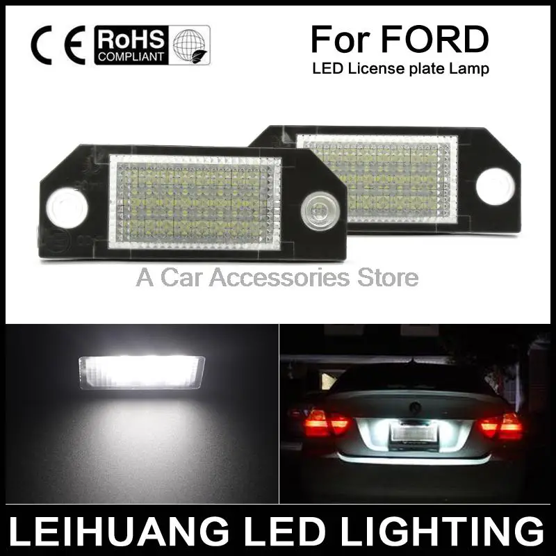 

2pcs Car LED License Number Plate Light Lamp 6W 12V 24 LED White Light fit for Ford Focus 2 C-Max