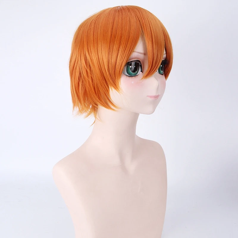 Love Live! Женский парик для косплея Rin Hoshizora оранжевый из синтетических волос 30 см 200 г