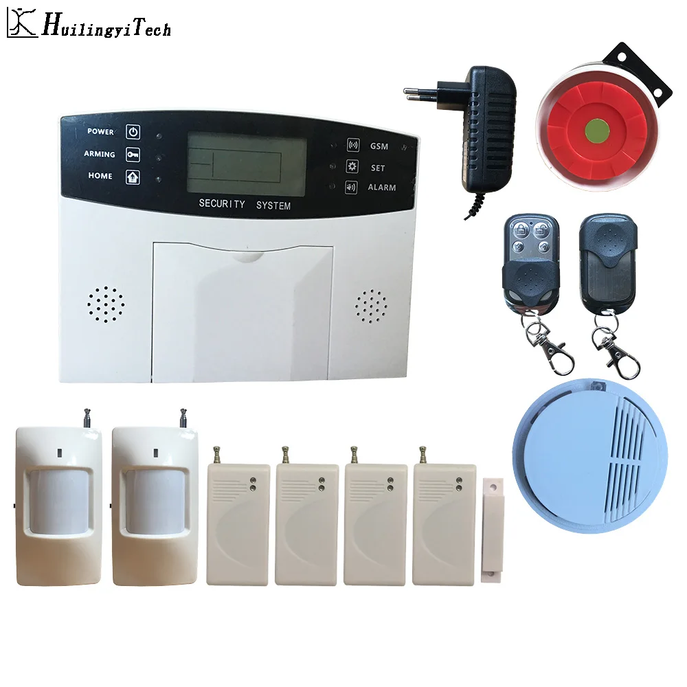 Free shipping HuilingyiTech Wireless Home Security GSM Alarm System two way Intercom SMS notice for power off