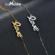ELSEMODE браслет с буквами из нержавеющей стали для женщин Золотой Серебряный цвет Pulseira Feminina Lover's обручальные ювелирные изделия