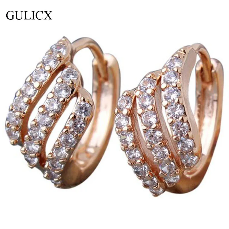GULICX Fashion Lady Earing Gold color Hoop Earrings luxury Jewelry