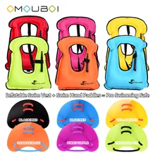 

OMOUBOI Kids Inflatable Float Safety Lifesaving Vest Durable Buoyancy Rescue Vest W/Swim Training Hand Flippers For Pro Swimsafe