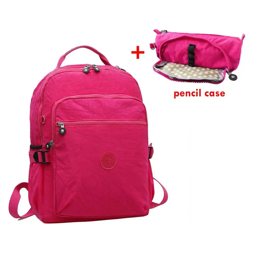2 pieces Rose Red ACEPERCH Повседневный школьный рюкзак для подростков Mochila Escolar дорожные школьные сумки рюкзак для ноутбука с брелок "Обезьяна" - Цвет: 2 pieces Rose Red