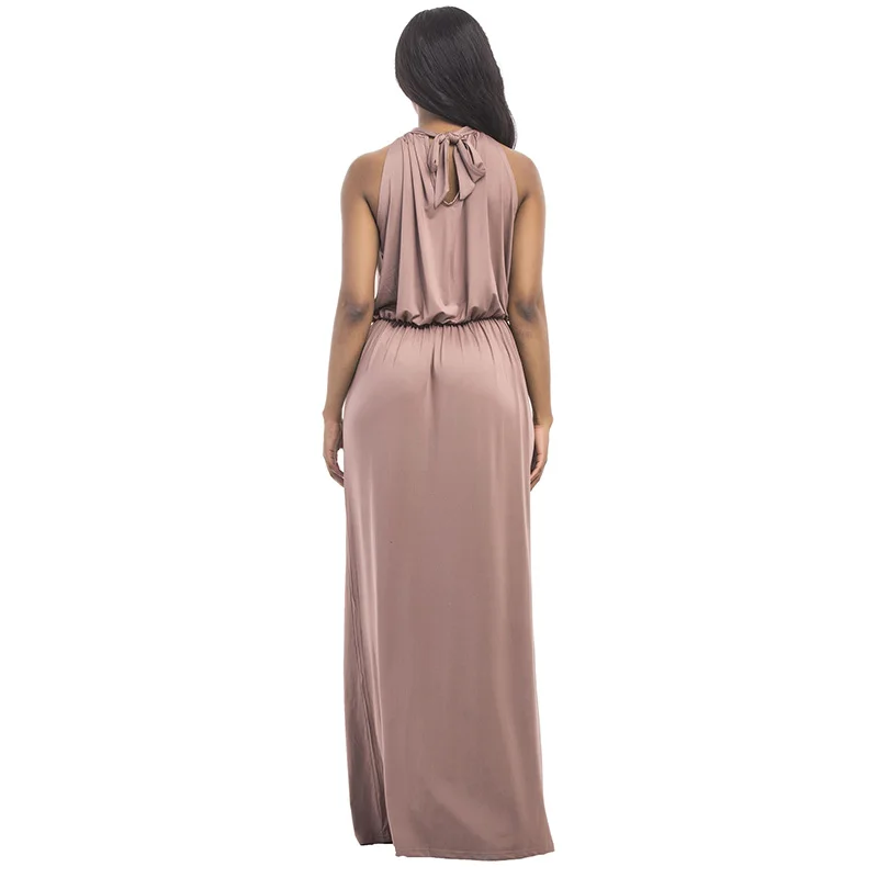 Kostlich Loose Casual Plus Size Ladies Dreses Elastic Waist Back Bow Tie Sexy Women Long Dress O-Neck Sleeveless Summer Dress (7)