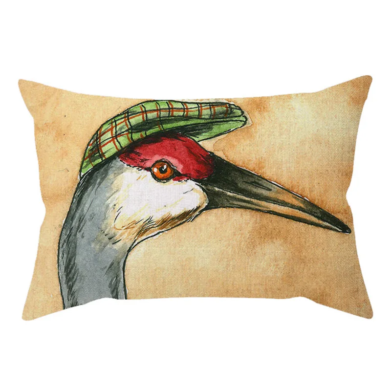 30x50cm Cute Animal Bird Wear a hat Colorful Vintage Sofa Decorative Throw Pillow Case Hen Crow Funny Car Chair Cushion Cover M088-2
