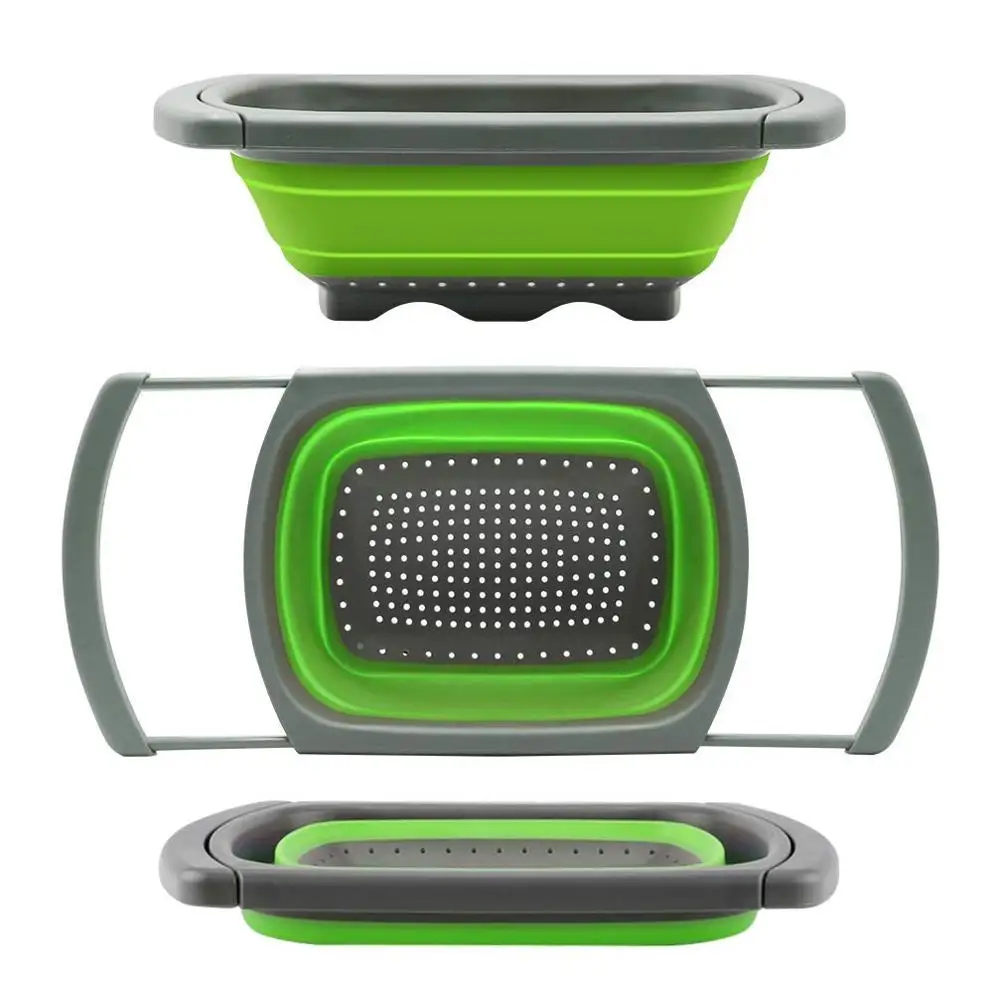 

Folding Colander collapsible,Kitchen Colander Strainer Over The Sink Vegetable/Fruit Colanders Strainers With Extendable Handles