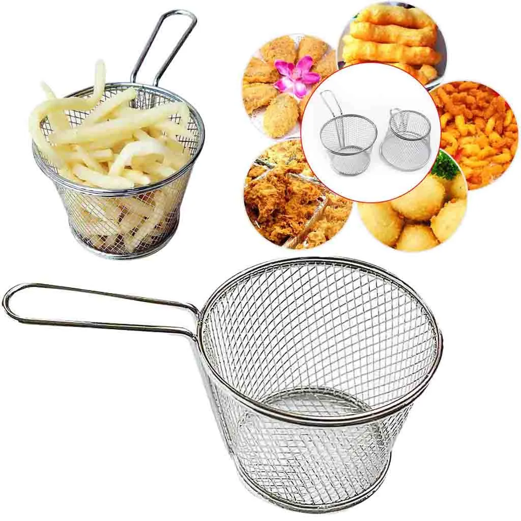

Electroplate Stainless Steel Mini Frying Net Round Block Mesh Kitchen Tools Kitchen Tools stainless steel french fries frying