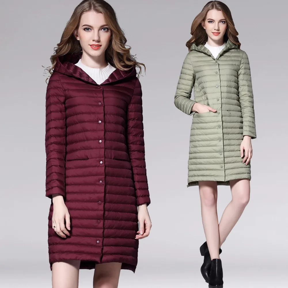 New Autumn winter 90% white duck Down coat Thin Long Parkas Women Ultra Light Down Jacket down coat female outerwear