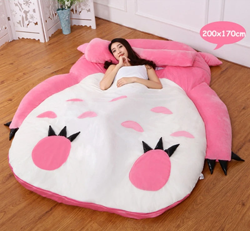 HOT anime Totoro plush bed with padding Giant couch double cartoon tatami mattress cute creative bedroom children adults  sleeping mat DY50342 (8)