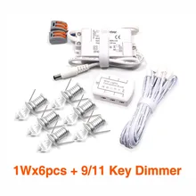 1 Вт x 6 шт. Мини кристалл точечная Светодиодная лампа светильник с драйвером 11Key диммер 6-цветный звездный свет для витрины вина украшение для шкафа