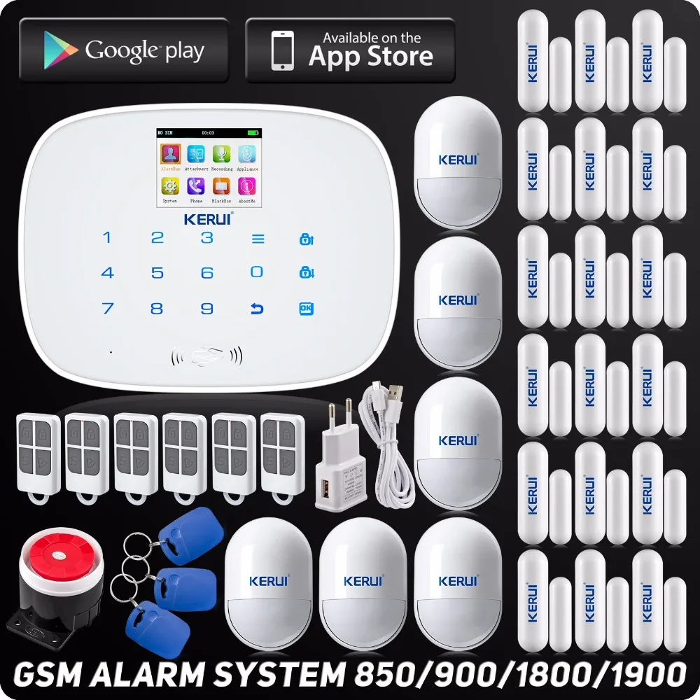 Kerui Smart APP Wireless Wired Home GSM SMS Security Alarm System RFID Control Auto dial Movement Sensor Motion Sensor Kerui Smart APP Wireless Wired Home GSM SMS Security Alarm System RFID Control Auto dial Movement Sensor Motion Sensor