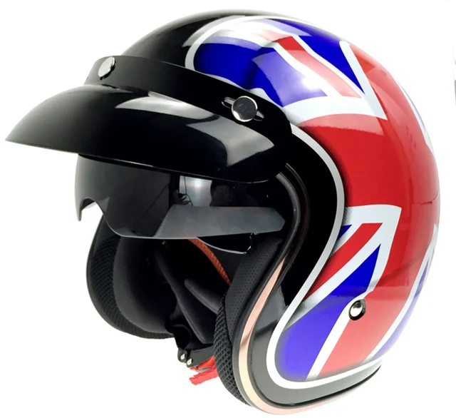 DOT Vintage Motorcycle Helmet With Sun Visor Retro Street Helmets Casco
