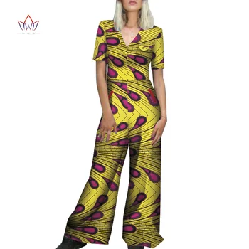 

Summer New Fashion Africa Cotton Wax Print Romper African Bazin Riche Sexy Jumpsuit For Women Dashiki Elegant Jumpsuit WY4459