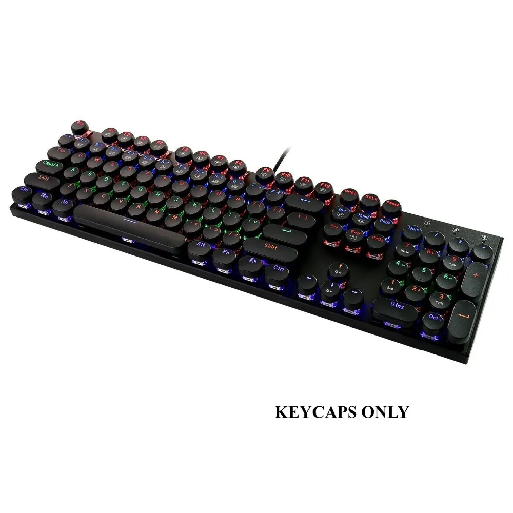  Typewriter Style Round Keycaps Double Shot Injection ABS Mechanical Keycap for Cherry MX Stem Backl