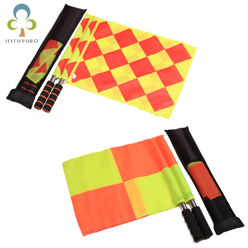

Soccer Referee Flag with Bag Sport Football Flag Soccer Judge Sideline Fair Play Use Sports Match Football Accessories LYQ