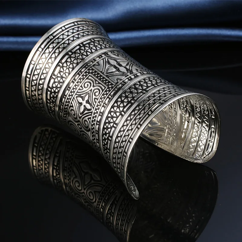 Женский винтажный браслет на руку с открытым концом и цветком|cuff bangle|flower carvingcuff