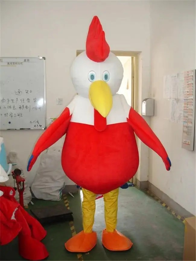 

Red Chicken Christmas Mascot Costume Fancy Dress Adult Size Cartoon Dress Rooster Mascot Costume Halloween Christmas Party Dress
