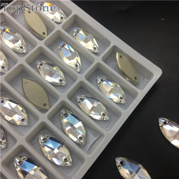 moonlight Стразы TopStone 7x15 мм Navette K9 с кристаллами, Пришивные, цветные, плоские с оборота, конский глаз, маркиза, пришивные камни для платья, сделай сам - Цвет: moonlight
