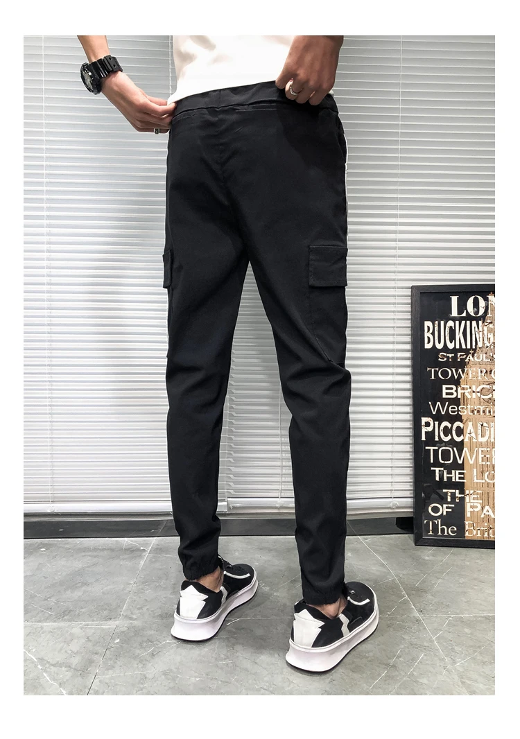 Лидер продаж Для мужчин Повседневное брюки летние простые джоггеры Slim Fit универсальные повседневные штаны мужские, длиной до щиколотки повседневные штаны Для мужчин 34-28