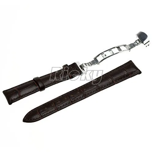 

Alligator Croco Grain Leather Deployment Clasp Watch Band Strap Brown a02 16mm,18mm,20mm,22mm,24mm