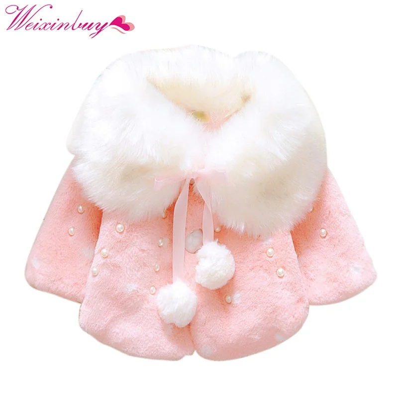 

Baby Girls Infant Winter Warm Coat Cloak Jacket Wool Blends Thick Warm Clothes Down Jacket Outerwear Coats