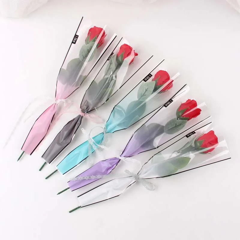 

Wrapping Paper For Rose Flowers Transparent Poly Gifts Packaging Material For Wedding Party Florist Supplies 5 Pcs