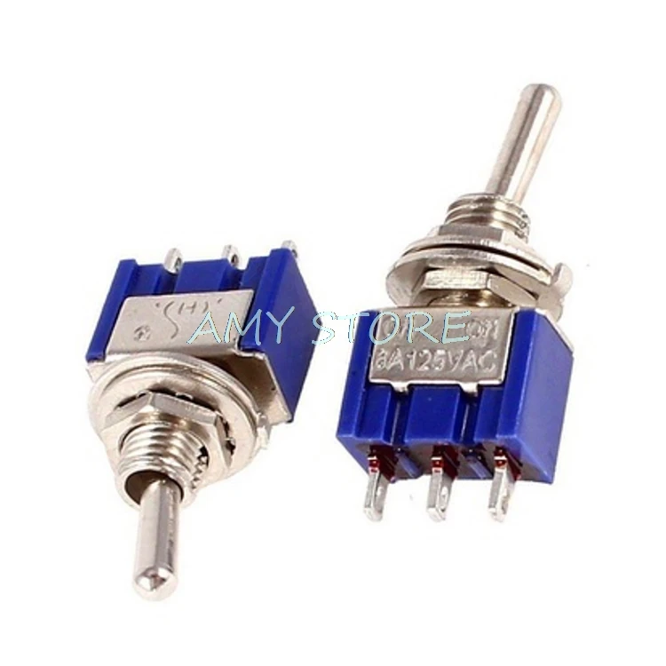 20 шт. SPDT вкл./вкл. AC125V 6A синий мини 2 положения 3 шпильки защелкивающиеся микро