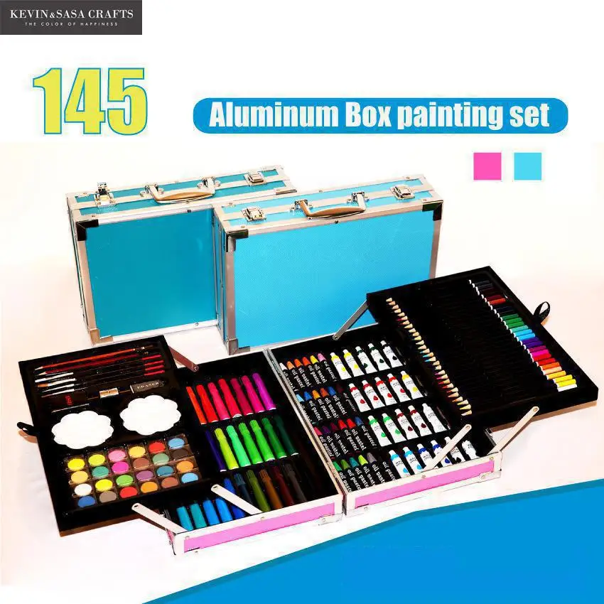 Billige 145in1 Farbe Buntstifte Aquarell Set Für Kinder Kunst Set Für Kinder Qualität Kinder Schule Liefert Künstler Bleistift Box Stationäre