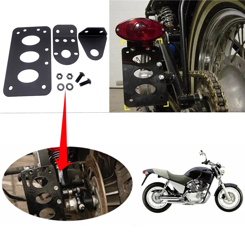 

Motorcycle Side Mount Aluminum Alloy Tail Light Holder License Plate Bracket Support Vintage Metal Moto Accessorieas Universal