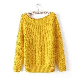 

6 Candy Color Winter Clothing O Neck Cable-Knit Casual Women Sweaters And Pullovers Female Knitted Sweater Mujer Pull Femme S1