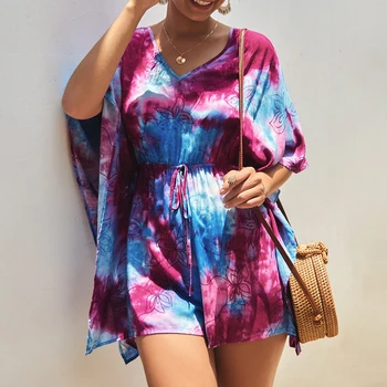 

Summer casual jumpsuits 2019 high waist rompers womens jumpsuit Sexy loose Bohemian print holiday deep v short Bodysuit women