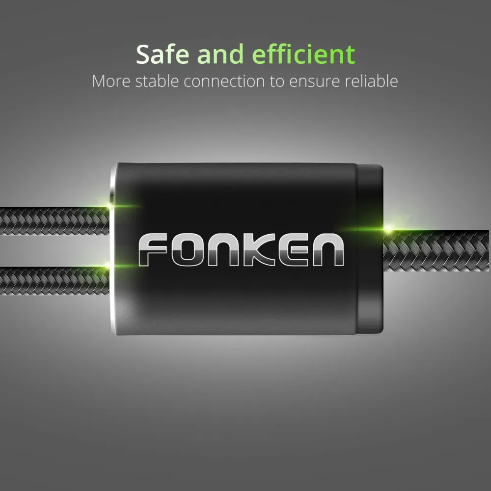 FONKEN 2 в 1 USB кабель Micro usb type C кабель для быстрой зарядки USB шнур зарядное устройство для телефона нейлоновый плетеный кабель для мобильного телефона Android