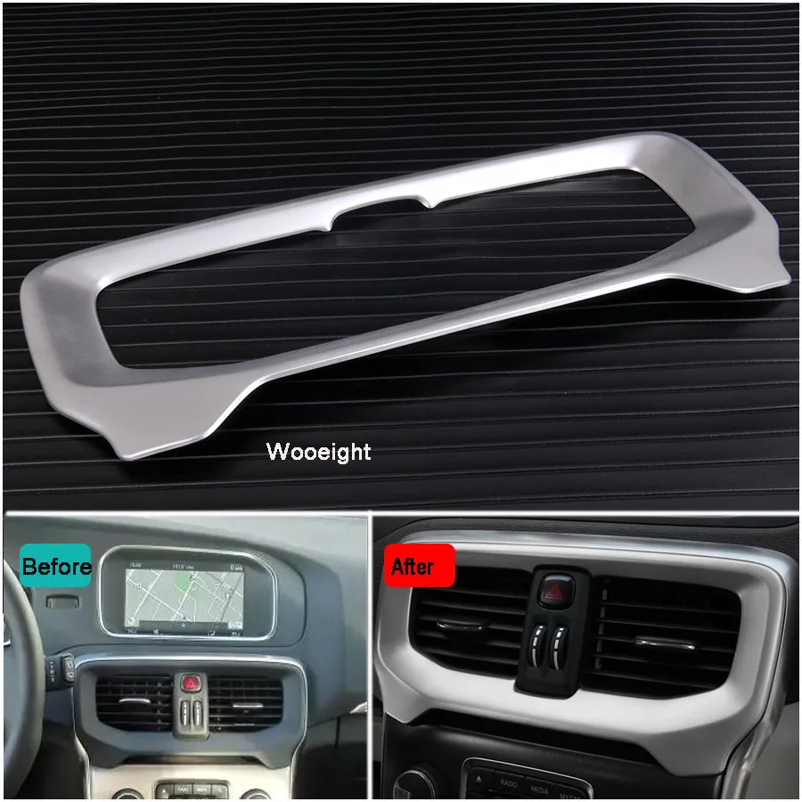 Wooeight Car Interior Console AC Air Condition Outlet Vent Cover Trim For Volvo V40 2012 2013 2014-2018 Decorative Frame (1)
