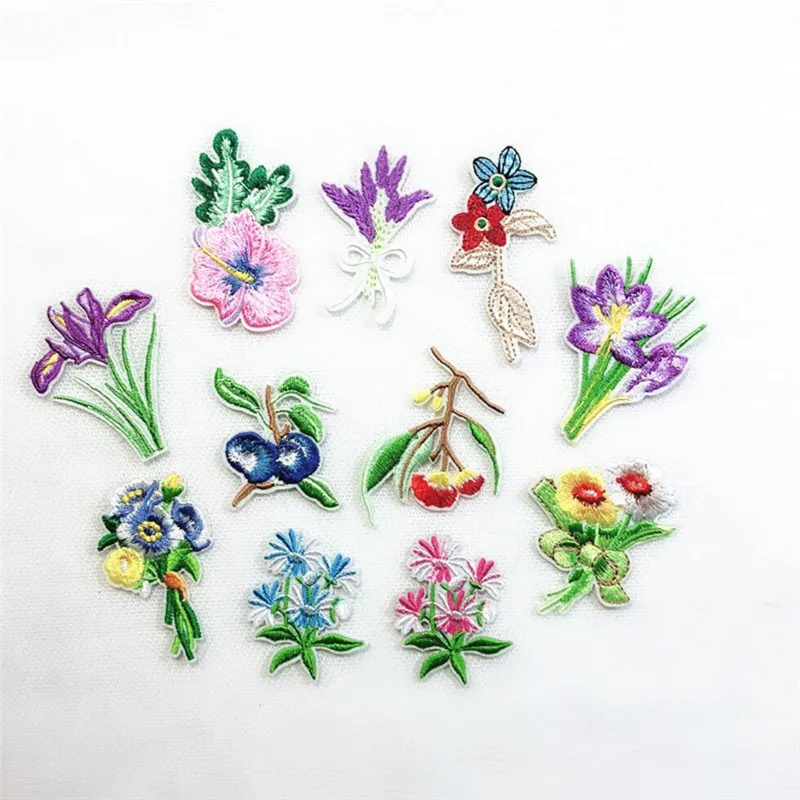 

20PCS Cheap Botanical Flower Plants Iron On Patch for Clothing Fashion Applique for Jeans DIY Accessories Sew Flower Patches