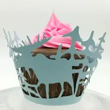 100 шт./компл./комплект полый бумага для выпечки чашки олень лазерная резка торт лоток для DIY Свадебные украшения/Дети день рождения торт 5z-SH161