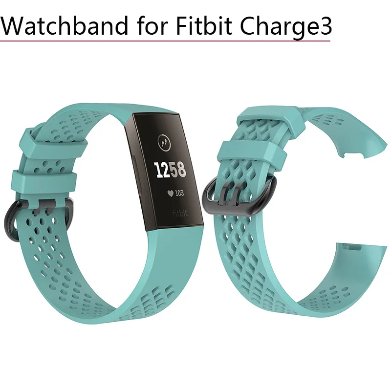 

Soft Silicone Sport Band Bracelet Watchband Wrist Strap Watch Strap Band with Metal Buckle Smart Watch Strap for Fitbit Charge 3