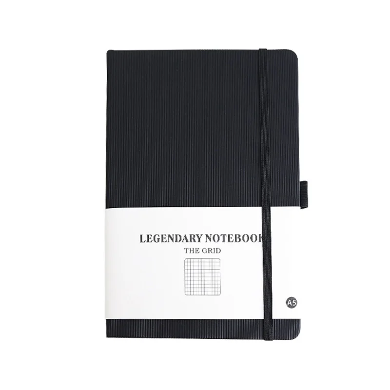Квадратная твердая обложка A5 сетка эластичная лента Bujo Bullet notebook Journal - Цвет: Черный