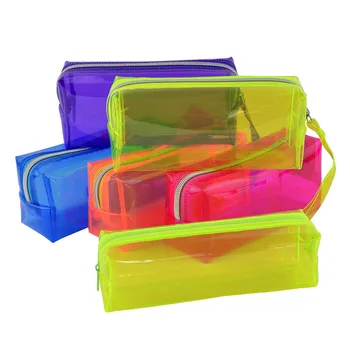 

1Pcs Transparent Plastic Box School Lovely Pencil Case Pen Holder Bag Pouch Painting Brush Pens Storage Case New Gift Stationery