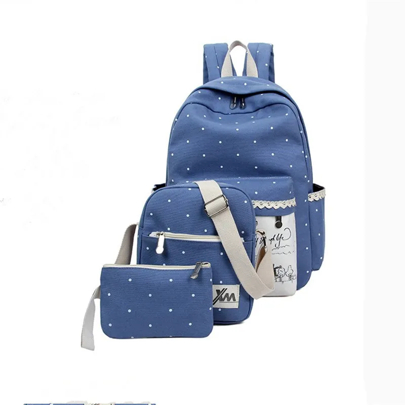 3in1 Korean casual women bookbags canvas printing backpack sets cute school bags backpacks for teenage girls shoulder bag set bookbags-for-girls